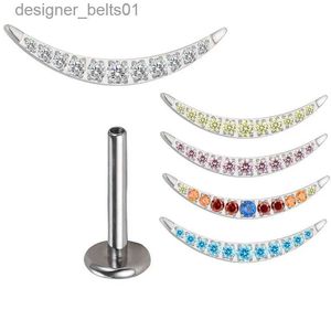 Stud ASTM F136 Titanio Crescent PIERC CZ Pavimentado Top Cartílago de la oreja Roscado Labret Stud Tragus Pendiente Labio Anillo Body Piercing JewelryL231117