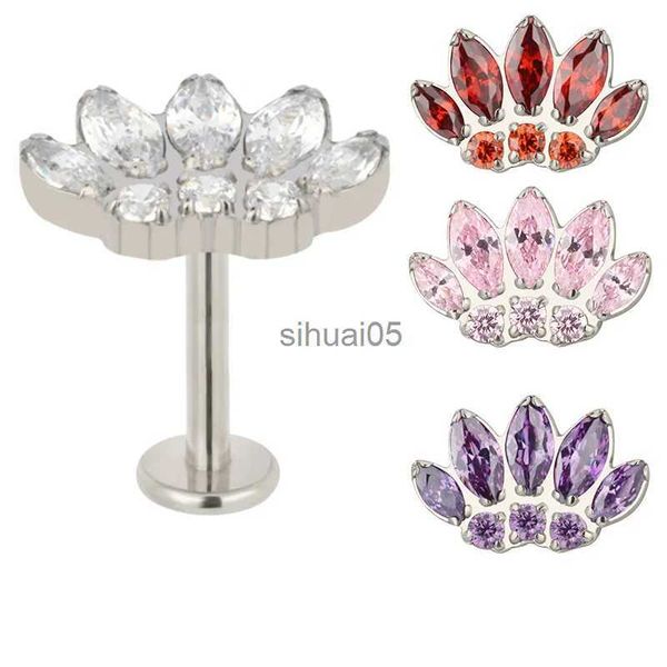 Stud ASTM F136 Titanium Ear PIERC 5 Marquise CZ avec 3 cartilages ronds filetés Labret Tragus Lip Ring Body Piercing Bijoux YQ231026