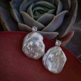 Stud Aurora coloré blanc naturel d'eau douce en forme de pétale de perle S925 pur argent clou d'oreille avec diamant princesse bijoux cadeau YQ231107
