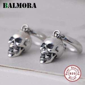 Stud BALMORA pur 925 en argent Sterling crâne oreille boucles d'oreilles pour femmes hommes Vintage mode Thai argent boucle d'oreille bijoux Brincos cadeau