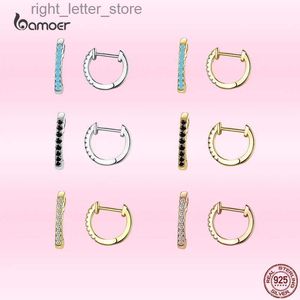 Stud Bamoer Venta caliente Mini círculo Pendientes piercing Plata de ley 925 Pendientes de circón brillante para mujeres Regalos de joyería de boda clásicos YQ231211