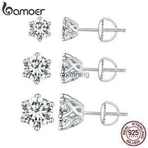 Stud Bamoer Moissanite 2CT D couleur VVS1 EX 925 boucles d'oreilles en argent brillant coupe ronde laboratoire diamant boucles d'oreilles plaquées platine pour les femmes YQ240110