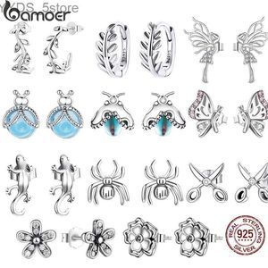 BAMOER argent feuille boucles d'oreilles clous d'oreilles en argent Sterling 925 boucles d'oreilles feuille délicate pour les femmes déclaration bijoux araignée boucles d'oreilles fleur YQ231107