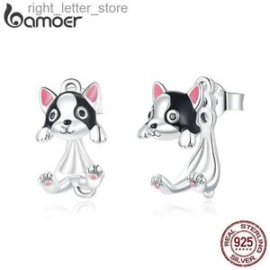 Stud Bamoer Boucles d'oreilles en argent sterling pour femmes boucles d'oreilles géométriques mignonnes bijoux argentés pour femmes girls girls oreille SCE978 YQ231211