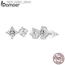 Stud BAMOER femmes 925 boucles d'oreilles en argent sterling plaqué platine petit simple fait à la main hypoallergénique bijoux de tous les jours YQ231211