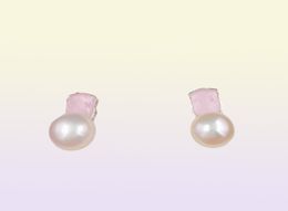 Stud Bear Mini Color Boucles d'oreilles Stud en Argent avec Rose Quartite et Pearl Bear Bijoux 925 Sterling Andy Jewel 91543369083808644936874 Qdpk