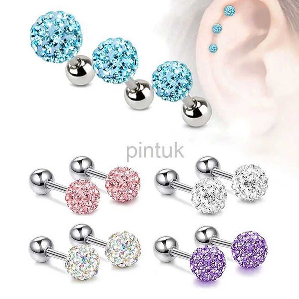 Étalon Boucles d'oreilles à vis à bille ronde de cristal rond pour femmes cartilage en acier inoxydable tragus piercings bijoux taille 3/4 / 5mm D240426