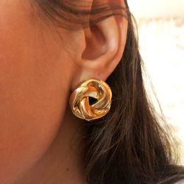 Boucles d'oreilles pendantes en métal pour femmes, couleur or, spirale, boucles d'oreilles exagérées, bijoux d'oreille lourds, oorbellen voor vrouwen 231116