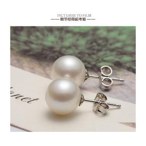 Stud Big Size Pearl 121m knop Freshwater White 925 Sterling Sier Simple Studs Earrings dames schoonheid sieraden 630 Q2 drop levering dhnkz