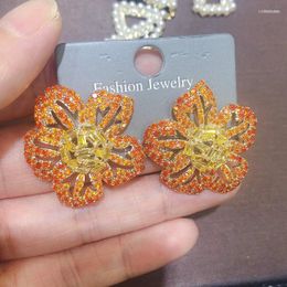 Stud Bilincolor Fashion Luxury Cubic Zirconia Orange Big Flower Oorringen voor damesstud ODET22 FARL22