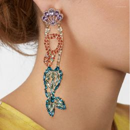 Stud BK tribale sieradenmix kleur kristallen oorbellen lange holle hangers paars blauw rode strass vrouwen geïndividualiseerd cadeau1