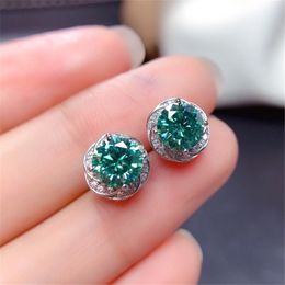 Stud Bling 1ct Lab Emerald Diamond Earring Echt 925 sterling zilver Verlovings Bruiloft Oorbellen voor Vrouwen Charme Partij Sieraden 221119
