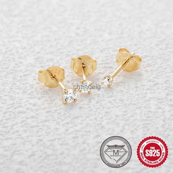 Stud BOAKO – ensemble de boucles d'oreilles en argent Sterling 925, Piercing d'oreille en diamant Moissanite, bijoux brillants pour femmes, 3mm 0.3, 3 pièces, cadeau YQ240110