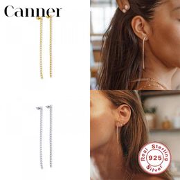 Stud BOAKO minimaliste 925 boucles d'oreilles en argent Sterling pour femmes Zircon longue ligne chaîne bijoux fins Piercing Pendientes W5