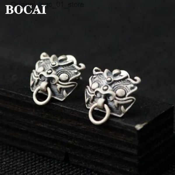 Stud BOCAI Real S925 Bijoux en argent rétro mat exorcisme porte-dieu riche dragon enfant glouton design boucles d'oreilles pour femmes à la mode Q231205