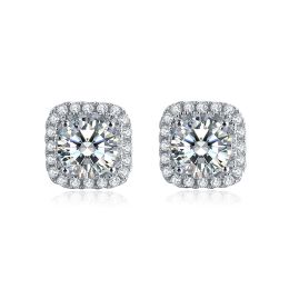 Stud Boeycjr Classic Sier 0.5ct f Color Moissanite VVS Fijne sieraden Diamant Stud oorrel voor vrouwencadeau