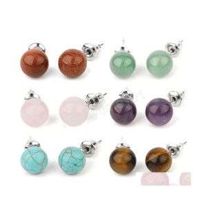 Stud Bohemia Natural Stone Crystal Beads Stud Earring For Women Fashion Wedding Party Sieraden Geschenk eenvoudige ooraccessoires Drop deliv Dh8ee