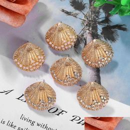 Stud Bohemian Geometrische Gouden Schelp Oorbel Vrouwen Mode Kristal Zomer Strand Opknoping Oorbellen Vrouwelijke Sieraden Gift Drop Levering Dh3Ml