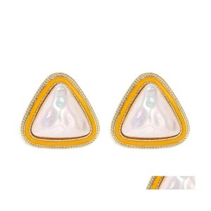 Stud Boho Leuk imitatie Pearl -oorbellen Fashion 4 kleuren driehoekige oorrang sieraden accessoires geschenken 2501 y2 drop levering dhleo