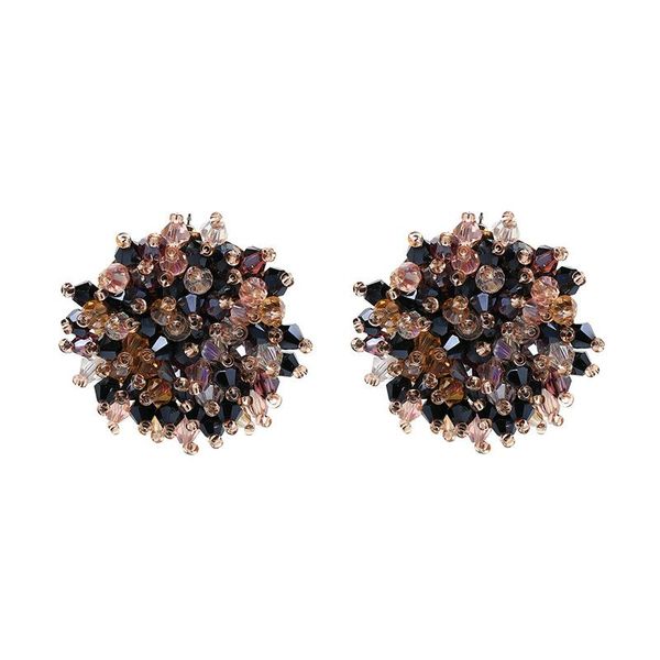 Stud Boho marfil blanco rosa perla negro champán mezcla cuentas encanto con cuentas Push Back tipo botón grande pendientes de mujer