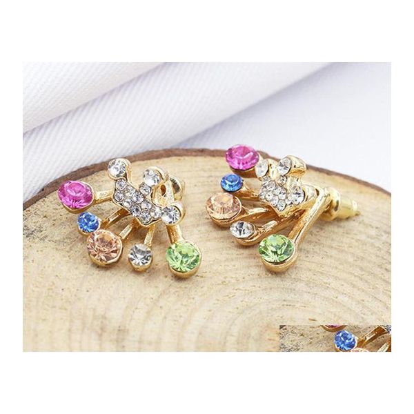 Stud Bow Earring Bijoux coréens Boucles d'oreilles en diamant Crown Colorf In Mtiple Colors Drop Delivery Dhztn