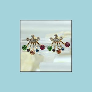 Boucles d'oreilles à nœud papillon, bijoux coréens, vente en gros, imitation diamant, couronne colorée, livraison directe 2021, Sexyhanz Dhsjl