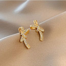 Stud Bow Jewelry for Women 2021 Diamond 925 Silver Oorrings Trend Vintage Woman Earring Piercing Koreaanse mode -accessoires