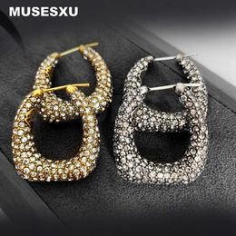 Orecchini pendenti con immagine geometrica in zircone pieno di marca con perno in due colori metallici per il regalo di gioielli per feste da donna 231218