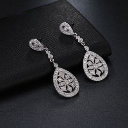 Stud marque romantique élégant AAA cubique zircone cristal mariée boucles d'oreilles de luxe bijoux de mariage pour femme fête cadeau 230731