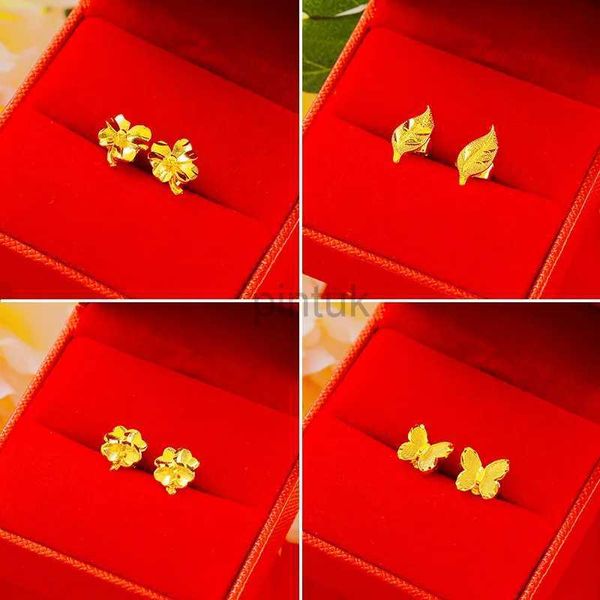 Boucles d'oreilles de papillon étalon Fleurs de trèfle des boucles d'oreilles étalon pour femmes 24k boucles d'oreilles plaquées de fête de mariage bijoux en gros cadeau d240426