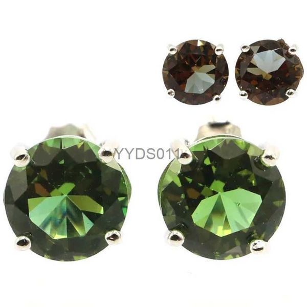 Stud Compre 2 y obtenga 1 gratis 9x9mm Piedra de lujo Color cambiante Alejandrita Topacio Zultanita Topacio azul Pendientes de plata YQ231114