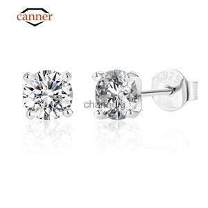 Stud CANNER 1 D Color Moissanite Piercing Pendientes para mujer Calidad superior 925 Plata de ley Joyería de boda brillante YQ240110