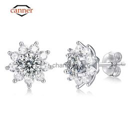 Stud CANNER 1CT Moissanite oorknopjes voor dames massief 925 sterling zilver briljant geslepen trendy diamanten oorbel bruiloft fijne sieraden YQ240110