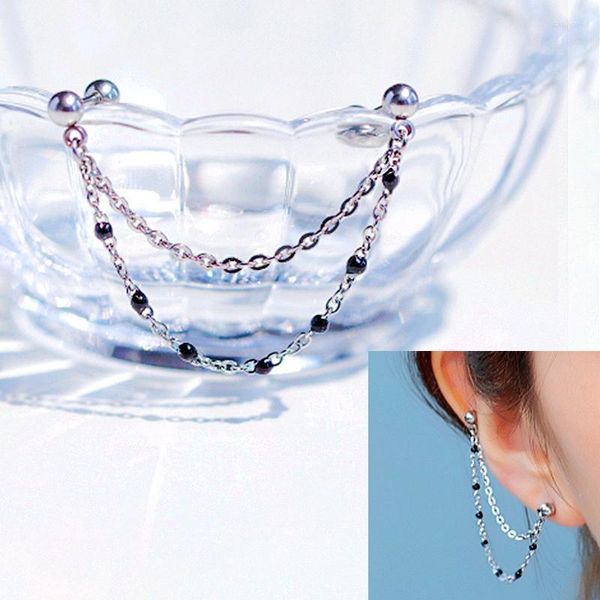 Stud Chain Boucles d'oreilles en acier inoxydable Piercing Studs Boucle d'oreille Industrial Tragus Lobe Cartilage Pierc Ear Bone NailStud StudStud Farl22