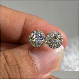 Stud Choucong Luxury sieraden 925 Sterling Sier Round Cut White Clear 5a Cubic Zirconia Party Women Wedding Drop Delivery Earring Dhruy