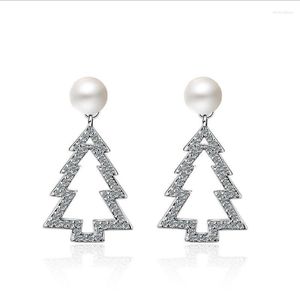 Stud Classic Design Christmas Tree Pearl earring mode 925 sterling zilveren oorbellen voor vrouwen feest elegante sieraden moni22