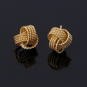 Stud Classic Silvery Golden Twisted Love Knot Ball Oorbellen voor vrouwen sieraden