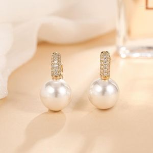 Stud Classic Wedding Party Sieraden Luxur Zirkoon oorbellen Elegant Crystal Pearl Earring For Women Accessoires Moni22