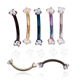 Stud Clear Crystal CZ Gem Sourcils Anneaux Europe acier crevaison anti allergique U tige incurvée double sourcil lèvre clou avec zircon 231020