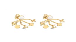 Pendientes de trébol de sementales Diseñadores para mujeres Flower Gold, múltiples elementos múltiples, parte delantera y trasera con tachuelas festoneadas Fashion Jew63335469