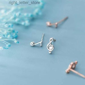 Stud COLUSIWEI Nueva Llegada 925 Plata Esterlina Lindo Nota Musical Stud Pendientes para Mujeres Clear CZ Asimetría Ear Pin Joyería Fina YQ231128