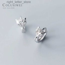 Stud Colusiwei Real 925 Sterling Zilver Vos Dier Hoepel Oorbellen voor Vrouwen Dazzling Clear CZ Mode Fijne Sieraden Vrouwelijke Accessoires YQ231211