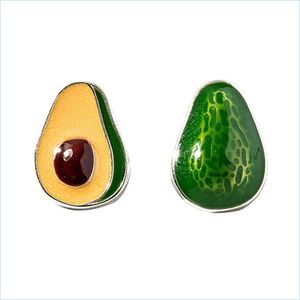 Stud Creative Avocado Handmade Epoxy 925 Sterling Sier Jewelry Personality Cute Green Fruit Stud Oorringen Drop levering 2 Dhseller2010 Dhuwl