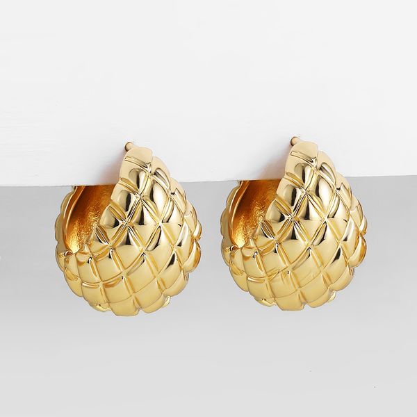 Stud Creative Ananas Forme Chunky Hoop Boucles D'oreilles pour Femmes Plaqué Or Cercle Rond Large Épais Déclaration Boucles D'oreilles Bijoux Cadeau 230706