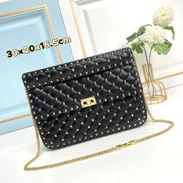 Stud Crossbody Tas 5a Kwaliteit Handtassen Portemonnee Schapenvachtleer Afneembaar handvat Ketting Mode Letters Meerdere kleuren Dames Flap Schoudertassen