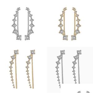 Stud Crystal Ear Cuffs For Women Girls A Row Cubic Zirconia 925 Sier Naald Dipper CZ Earrings Star Sieraden Design Drop Deliv Dhgarden DHSVL