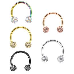 Stud Crystal Ferido Boule brillante Minuscule Nez Septum Fer à cheval Boucle d'oreille Sourcil Lèvre Helix Tragus Cartilage Piercing Anneau 8mm En Gros 231020