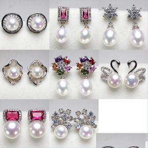 Stud Ctured Pearl Earrings 925 Sier Stud Summer Style 7-8mm Zirkon voor vrouwen meisje diy bruiloft vriendin cadeau drop levering 2021 juwelen dhboa