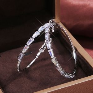 Boucles d'oreilles créoles en zircon cubique micro pavées pour femmes bijoux coréens cadeau de boucle d'oreille