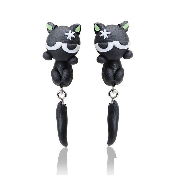 Stud mignon Animal boucles d'oreilles pour femmes suspendus 3D dessin animé belle chien boucle d'oreille fleur polymère argile filles bijoux livraison directe